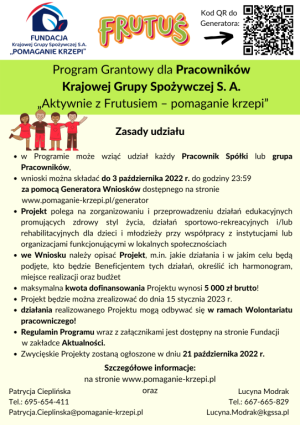 Plakat zachęcający do udziału w Programie Grantowym