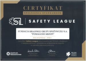 certyfikat SAFETY LEAGUE