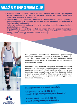Plakat z informacjami o Funduszu pomocowym 2