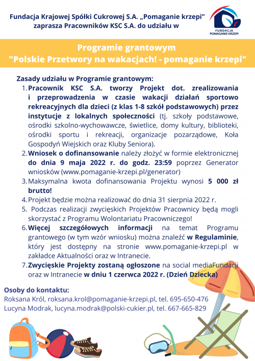 Plakat Polskie przetwory na wakacjach! – pomaganie krzepi