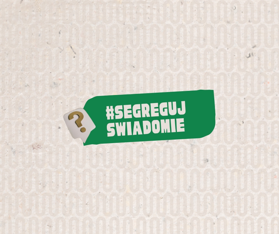 zielone logo kampanii świadoma segregacja na kremowym tle